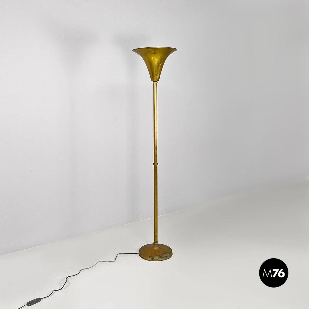 Lampada da terra art deco in ottone, 1940 ca.