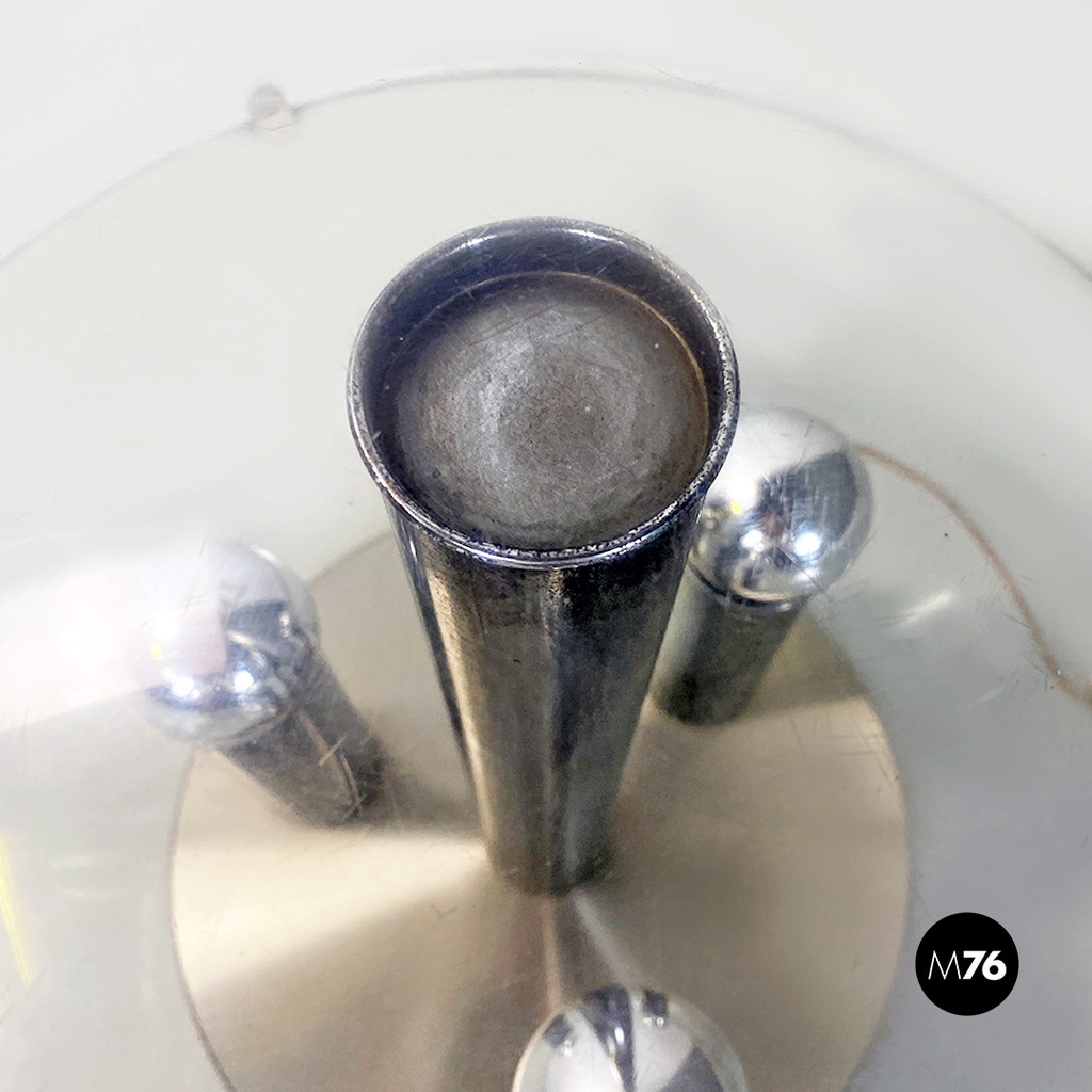 Italian Modern Aluminum and Trasparent Plastic Sphere Table or Floor Lamp, 1970s