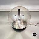 Italian Modern Aluminum and Trasparent Plastic Sphere Table or Floor Lamp, 1970s
