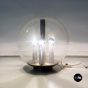 Italian Modern Aluminum and Trasparent Plastic Sphere Table or Floor Lamp, 1970s