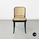 Italian antique Vienna straw and black painted wooden chairs, 1900s