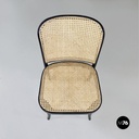 Italian antique Vienna straw and black painted wooden chairs, 1900s