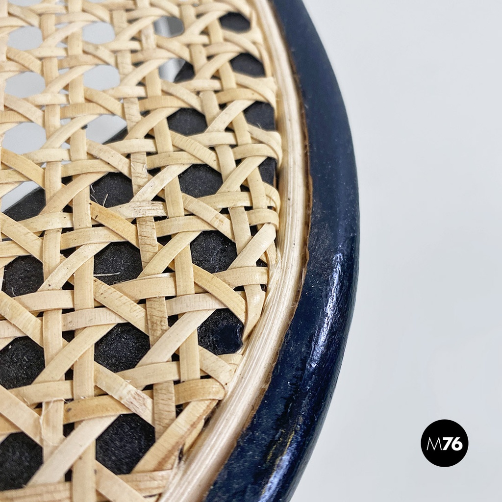 Italian antique Vienna straw and black painted wooden chairs, 1900s