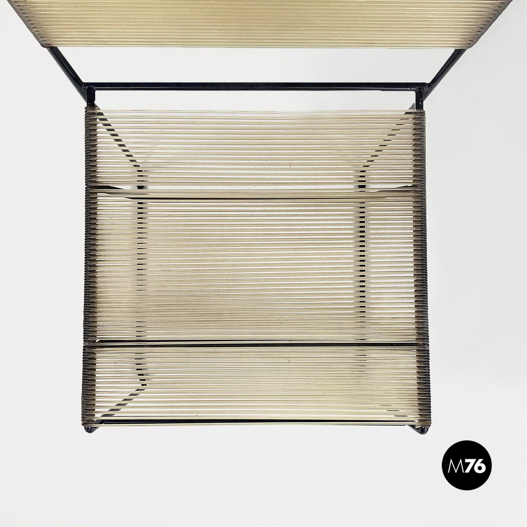 Italian modern black metal and transparent plastic Spaghetti style chair, 1980s