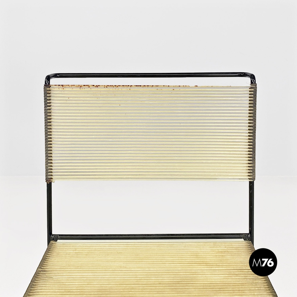 Italian modern black metal and transparent plastic Spaghetti style chair, 1980s