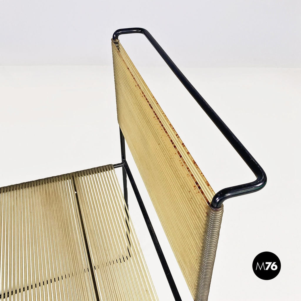 Italian modern black metal and transparent plastic Spaghetti style chair, 1980s