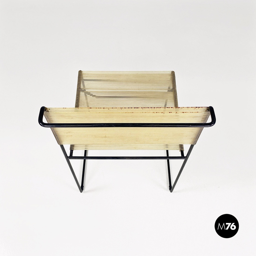 Italian modern black metal and transparent plastic Spaghetti style chair, 1980s