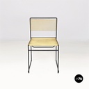 Italian modern black metal and transparent plastic Spaghetti style chair, 1980s