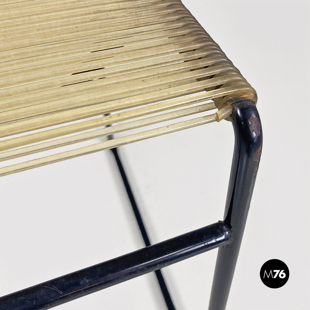 Italian modern black metal and transparent plastic Spaghetti style chair, 1980s