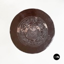 Asian Modern Ethnic Table and Stools in Brown Metal with Drawing, 1990s