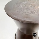 Asian Modern Ethnic Table and Stools in Brown Metal with Drawing, 1990s