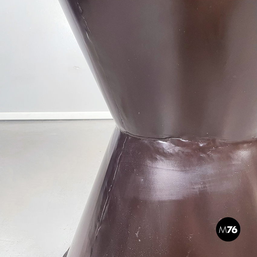 Asian Modern Ethnic Table and Stools in Brown Metal with Drawing, 1990s