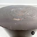 Asian Modern Ethnic Table and Stools in Brown Metal with Drawing, 1990s