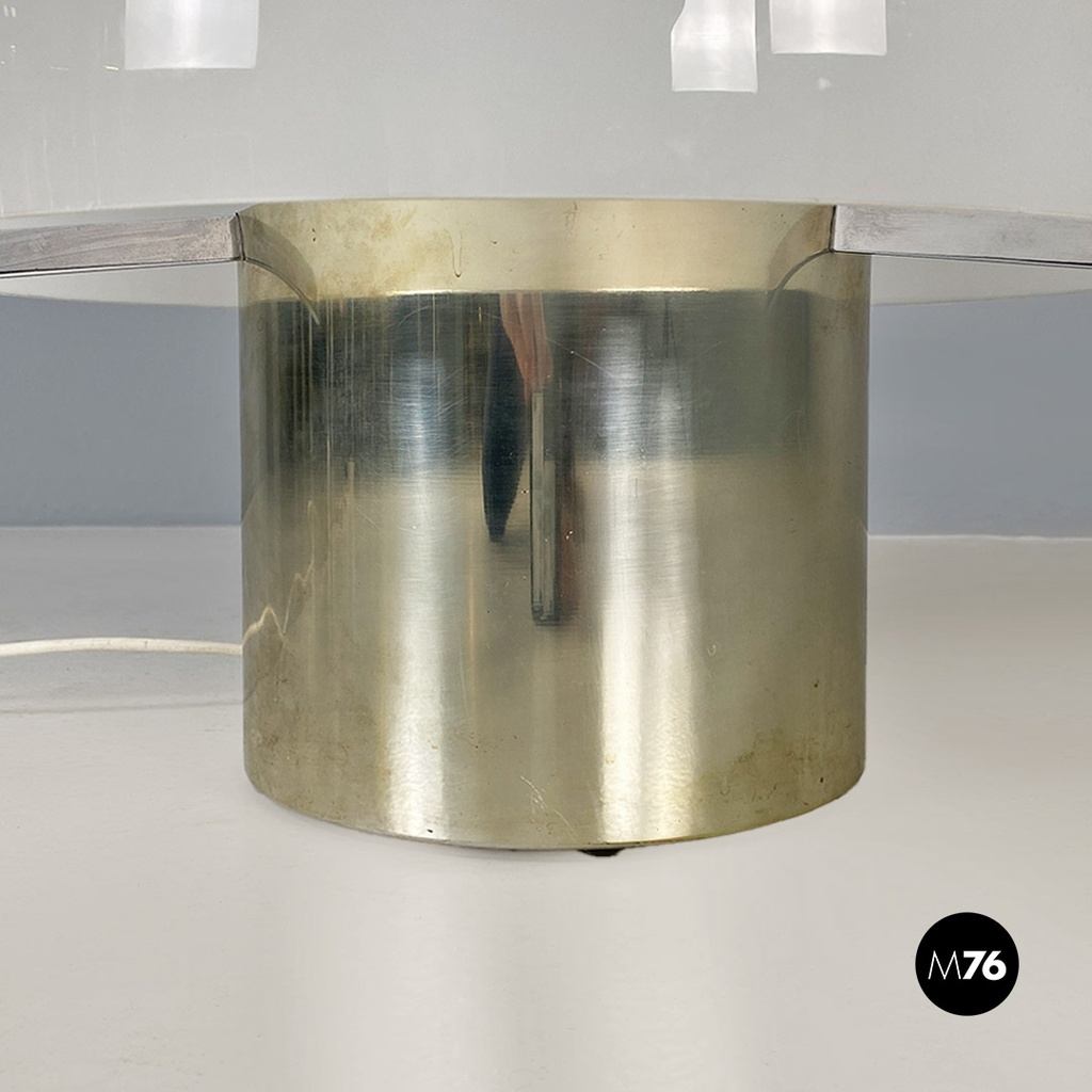 Italian Mid-Century Modern Table Lamp with Glossy Opal Glass by Mazzega, 1970s