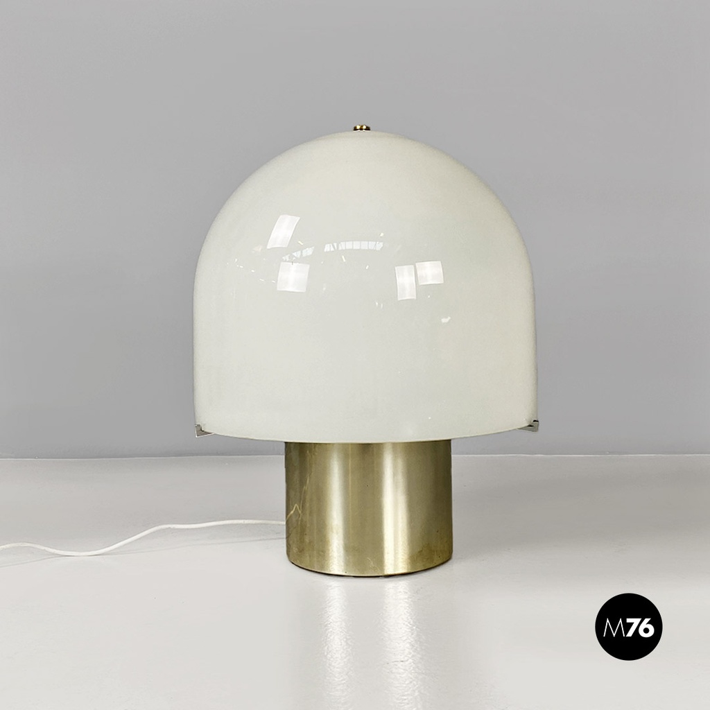 Italian Mid-Century Modern Table Lamp with Glossy Opal Glass by Mazzega, 1970s