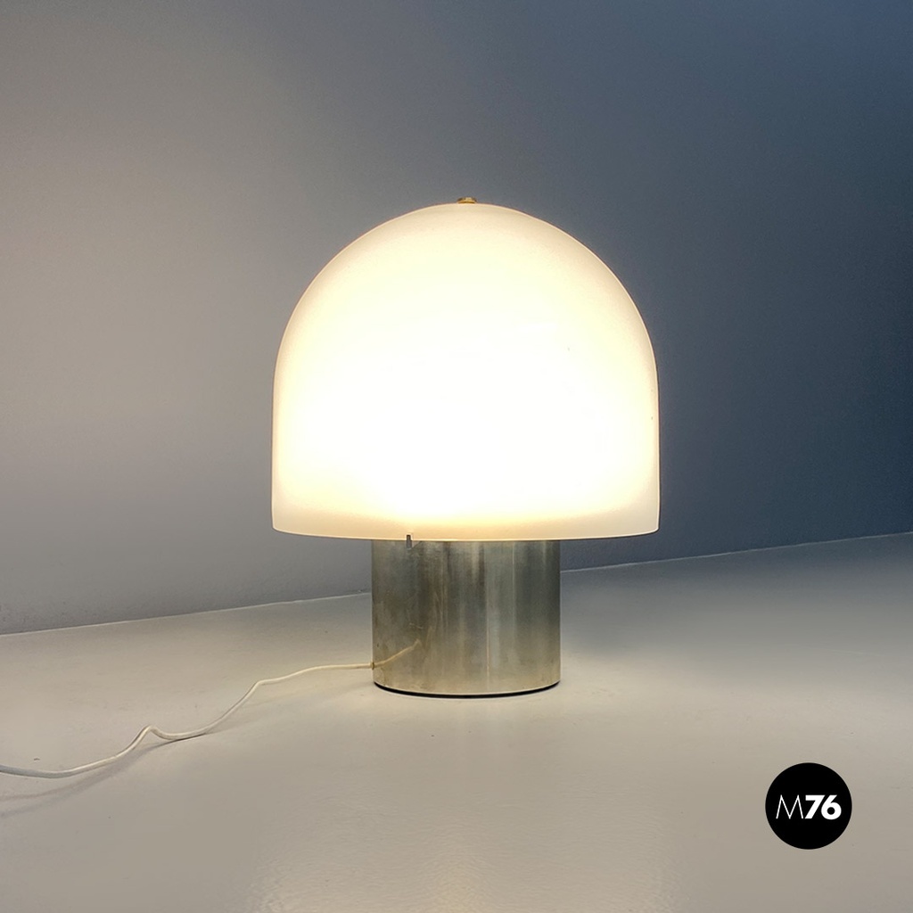 Italian Mid-Century Modern Table Lamp with Glossy Opal Glass by Mazzega, 1970s