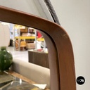 Italian mid-century modern squared wooden wall mirror with rope, 1960s