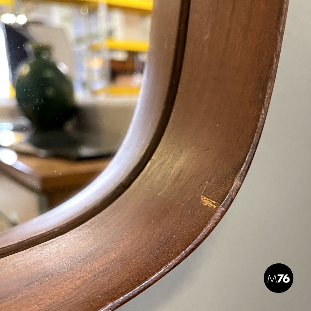 Italian mid-century modern squared wooden wall mirror with rope, 1960s