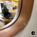 Italian mid-century modern squared wooden wall mirror with rope, 1960s