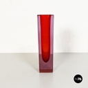 Italian Mid-Century Red Murano Glass Vase with Internal Purple Shades, 1970s