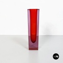Italian Mid-Century Red Murano Glass Vase with Internal Purple Shades, 1970s