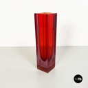 Italian Mid-Century Red Murano Glass Vase with Internal Purple Shades, 1970s