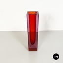 Italian Mid-Century Red Murano Glass Vase with Internal Purple Shades, 1970s