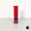 Italian Mid-Century Red Murano Glass Vase with Internal Purple Shades, 1970s