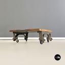 Italian Vintage Cast Iron and Wood Italian State Railways Storage Trolley, 1930s