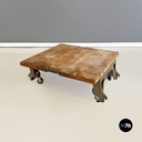 Italian Vintage Cast Iron and Wood Italian State Railways Storage Trolley, 1930s