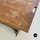 Italian Vintage Cast Iron and Wood Italian State Railways Storage Trolley, 1930s