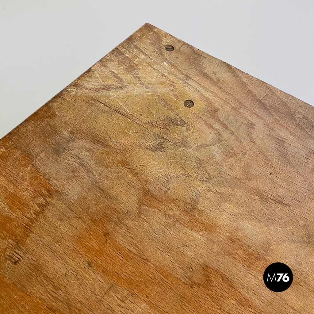 Italian Vintage Cast Iron and Wood Italian State Railways Storage Trolley, 1930s