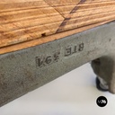 Italian Vintage Cast Iron and Wood Italian State Railways Storage Trolley, 1930s