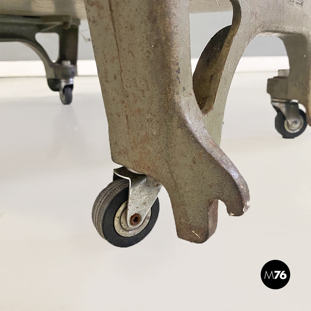 Italian Vintage Cast Iron and Wood Italian State Railways Storage Trolley, 1930s