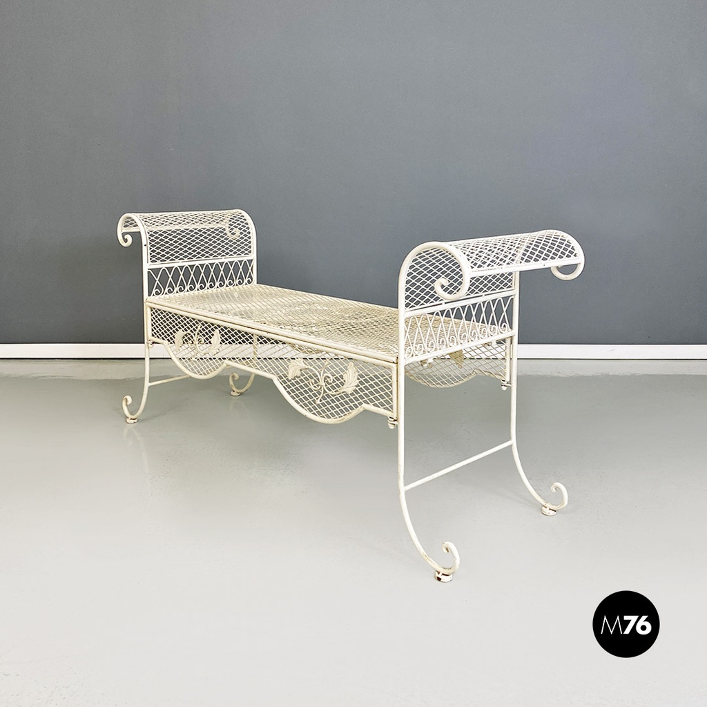 Italian Mid-Century Modern Classic White Iron Outdoor Bench, 1960s