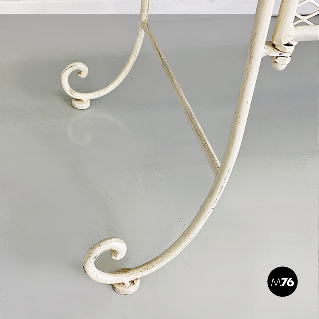 Italian Mid-Century Modern Classic White Iron Outdoor Bench, 1960s