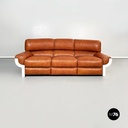 Italian Mid-Century Brown Leather Plastic Sofa Flou by Betti Habitat Ids, 1970s