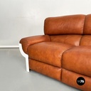 Italian Mid-Century Brown Leather Plastic Sofa Flou by Betti Habitat Ids, 1970s