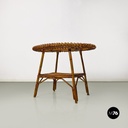 Italian mid-century modern oval outdoor rattan coffee table, 1960s