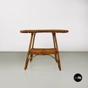 Italian mid-century modern oval outdoor rattan coffee table, 1960s