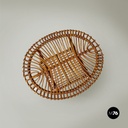 Italian mid-century modern oval outdoor rattan coffee table, 1960s