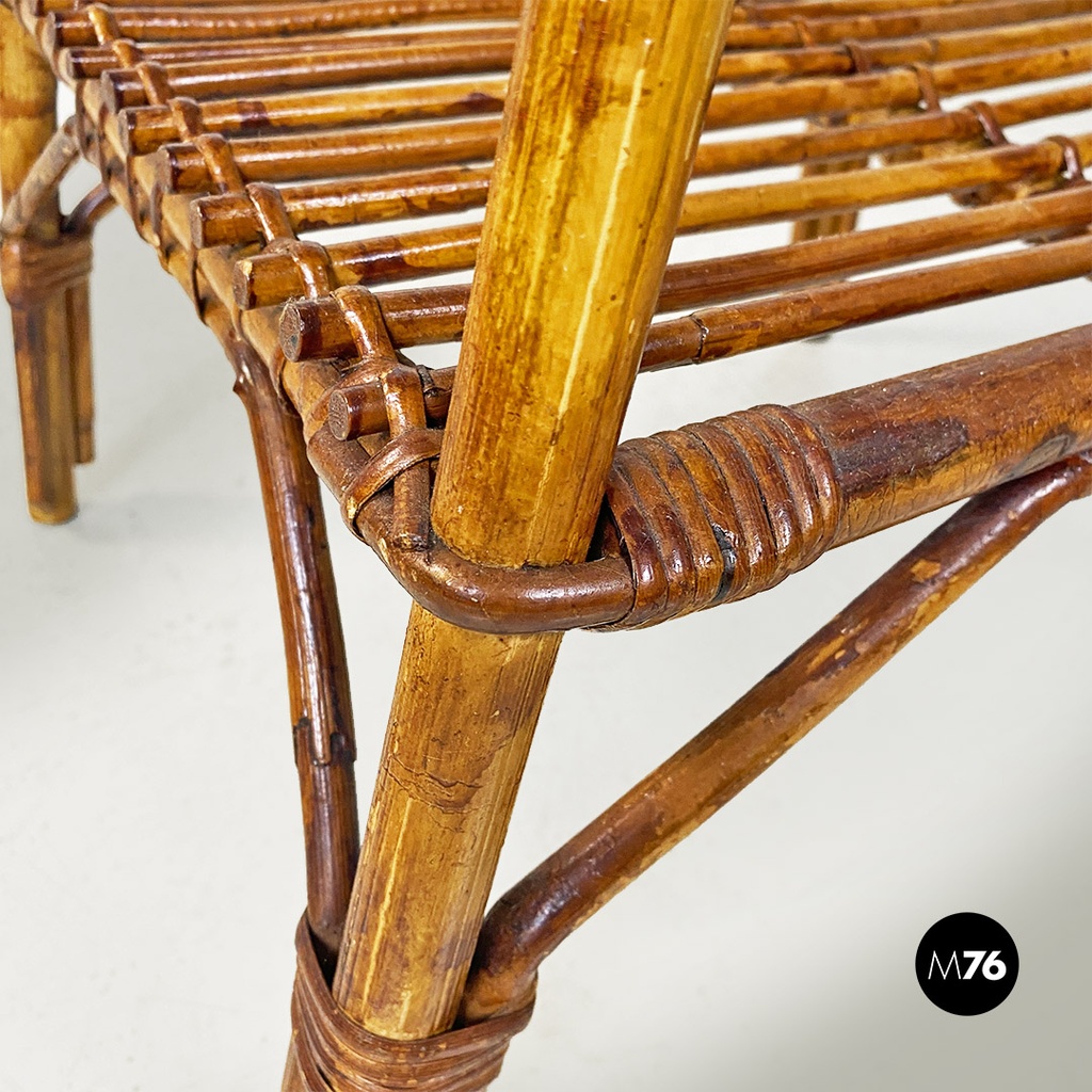 Italian mid-century modern oval outdoor rattan coffee table, 1960s