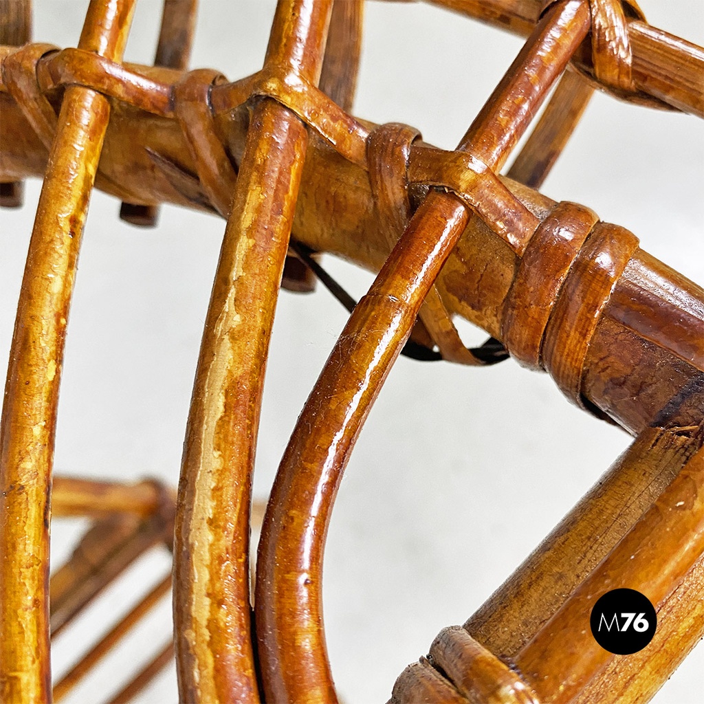 Italian mid-century modern oval outdoor rattan coffee table, 1960s