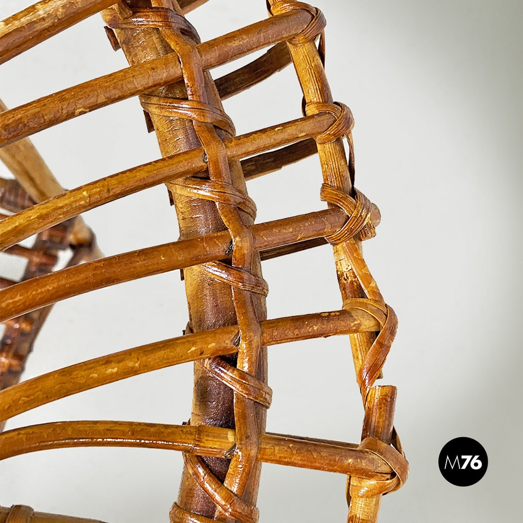 Italian mid-century modern oval outdoor rattan coffee table, 1960s