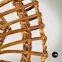 Italian mid-century modern oval outdoor rattan coffee table, 1960s