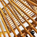 Italian mid-century modern oval outdoor rattan coffee table, 1960s