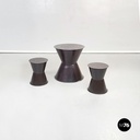 Asian Modern Ethnic Table and Stools in Brown Metal with Drawing, 1990s