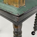 Sedie in pelle verde con decorazioni in legno, 1930 ca.