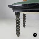 Sedie in pelle verde con decorazioni in legno, 1930 ca.