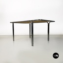 Italian modern tubolar steel and smoked glass dining table or desk, 1970s